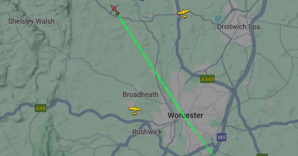 Prince William's royal helicopter spotted over Worcester en route from Windsor to Northern Wales for an engagement