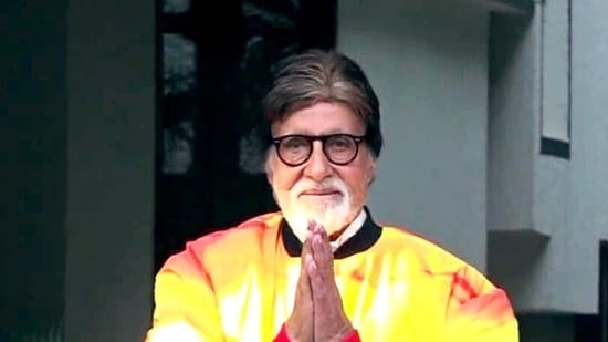 Bollywood Actor Amitabh Bachchan greets the fans outside his residence on his 83rd birth anniversary celebration in October.(ANI Video Grab)