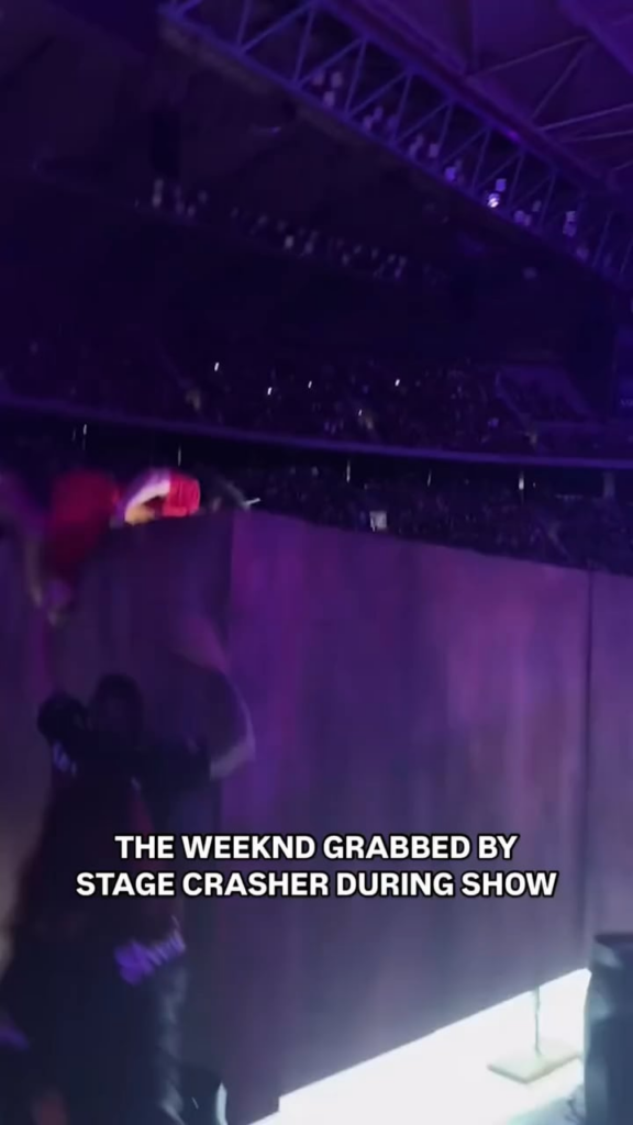 The same guy that grabbed Ariana Grande at the Wicked: For Good premiere in Singapore today, also ran at The Weeknd during his concert in Australia last October