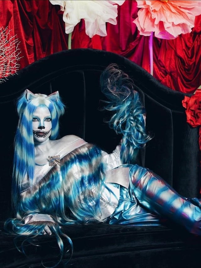 Barbara Palvin at her Halloween Party as the Cheshire Cat