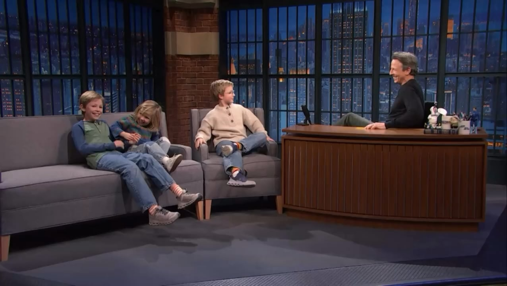 Seth Meyers interviews his three children (Ashe, Axel, and Addie) on Late Night