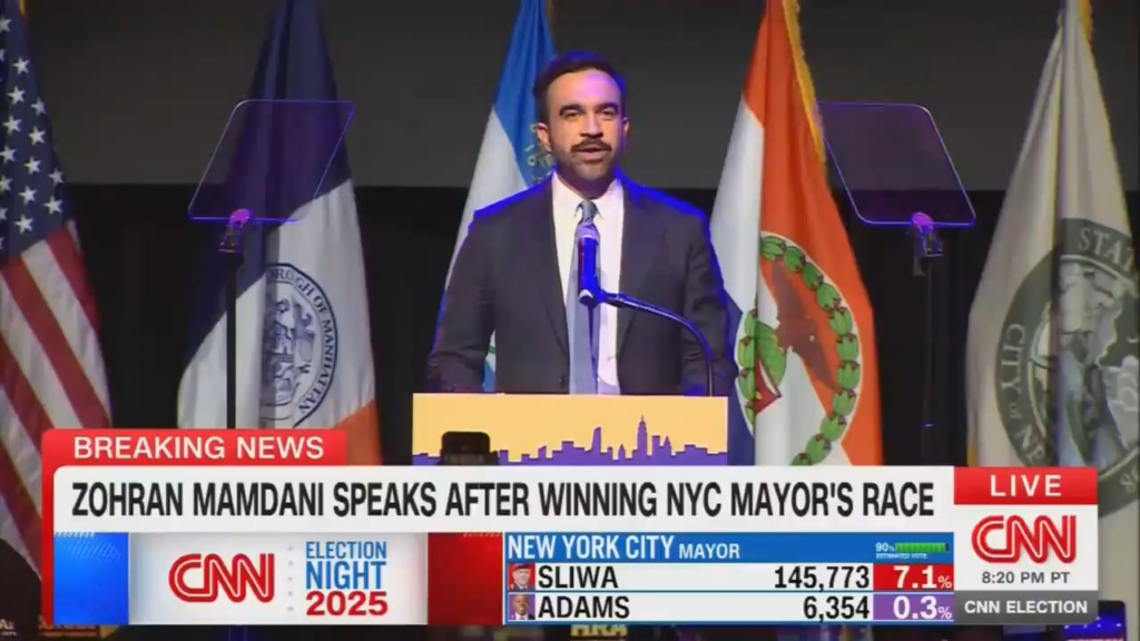 Zohran Mamdani speaks after winning the NYC Mayoral Race: “We have toppled a political dynasty. I wish Andrew Cuomo only the best in private life. But let tonight be the final time I utter his name as we turn the page on a politics that abandons the many & answers only to the few.” Zohran Mamdani speaks after winning the NYC Mayoral Race: “We have toppled a political dynasty. I wish Andrew Cuomo only the best in private life. But let tonight be the final time I utter his name as we turn the page on a politics that abandons the many & answers only to the few.”