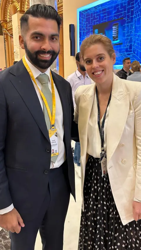 X/@SunilSharmaUK A picture of Princess Beatrice attending a summit in Saudi Arabia