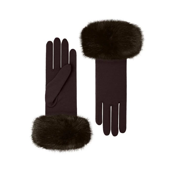 Clementine Merino Wool Gloves with Faux Fur Trim