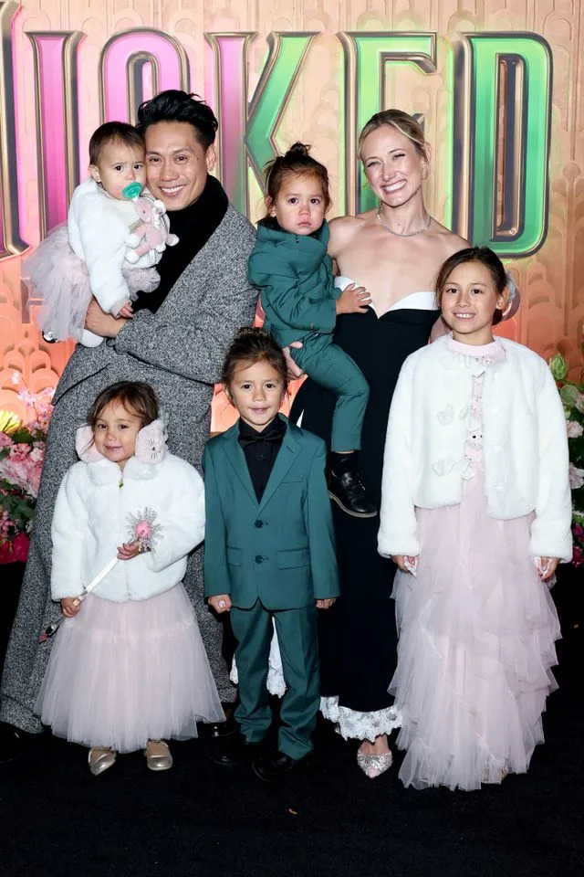Jamie McCarthy/Getty Jon M. Chu and Kristin Hodge with their kids at the New York 'Wicked: For Good' premiere