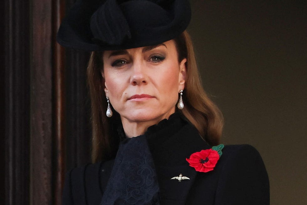The 2025 National Service Of Remembrance At The Cenotaph london, england november 9: catherine, princess of wales looks on from a balcony during the during the the 2025 national service of remembrance at the cenotaph on november 9, 2025 in london, england. every year, members of the british royal family join politicians, veterans and members of the public to remember those who have died in combat. (photo by toby melville wpa pool/getty images)