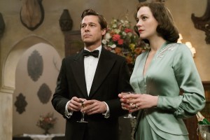 ALLIED, from left, Brad Pitt, Marion Cotillard, 2016, ph: Daniel Smith, © Paramount /Courtesy Everett Collection
