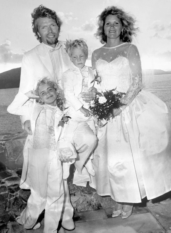 PA Images/Getty Richard Branson, Joan Templeman, and their kids Holly and Sam, after their wedding on the Caribbean island of Necker.