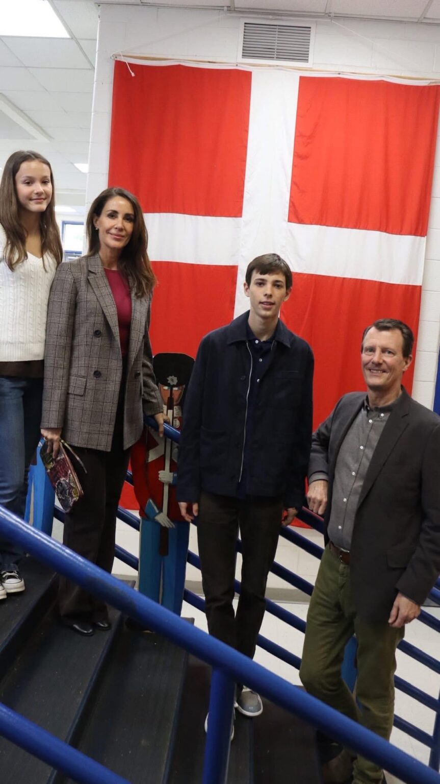 Princess Marie opens the Danske Julebasar (Danish Christmas Bazaar) in Washington DC wearing Massimo Dutti and accompanied by Prince Joachim and kids Henrik and Athena