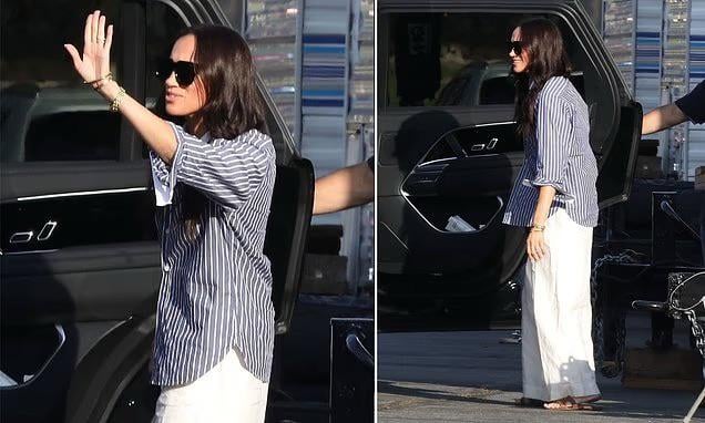 Meghan is seen on set for the first time filming new comedy movie