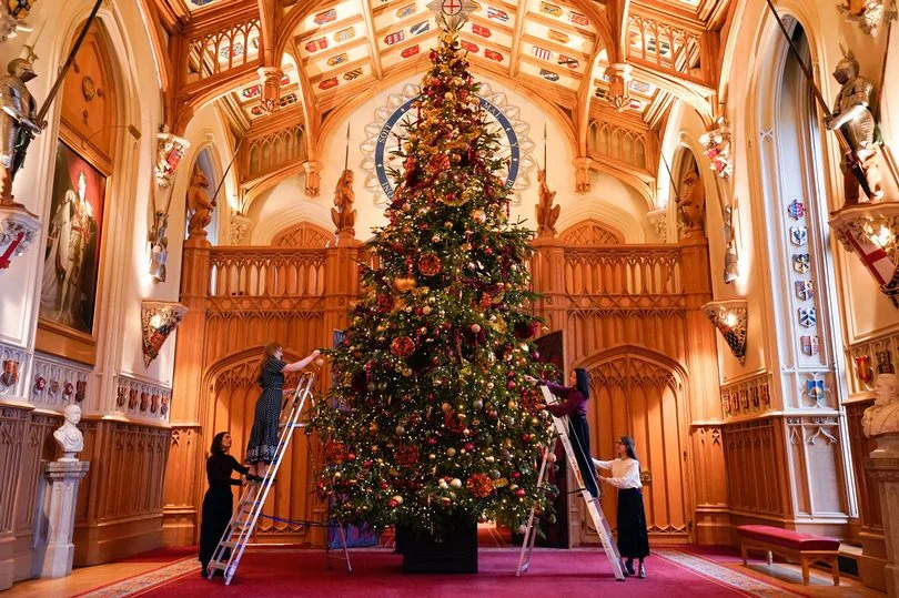 The Christmas tree in St George's Hall at Windsor Castle is an incredible 20ft tall