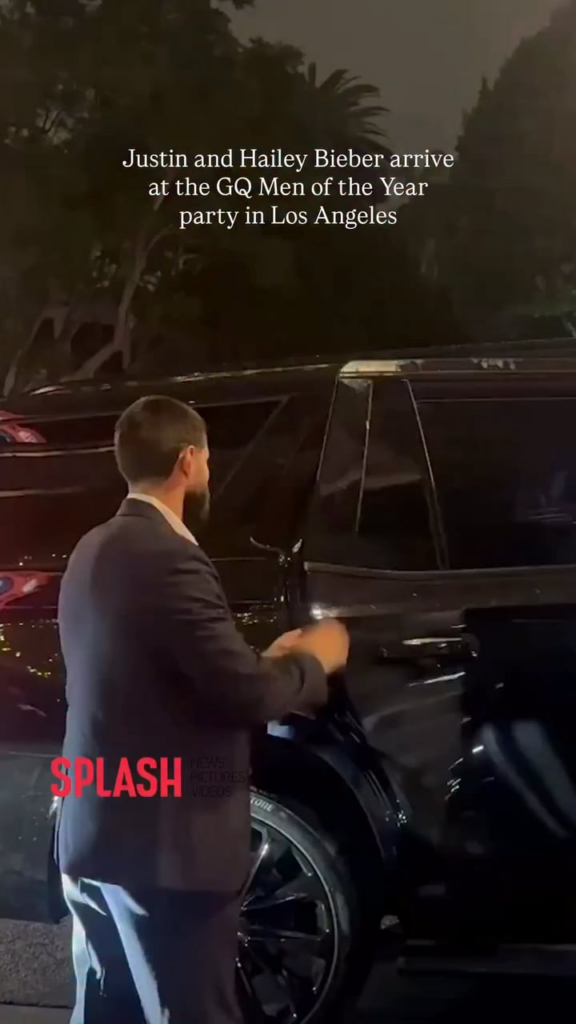 Justin and Hailey Bieber arriving at the GQ Men of The Year Party at Chateau Marmont in LA...