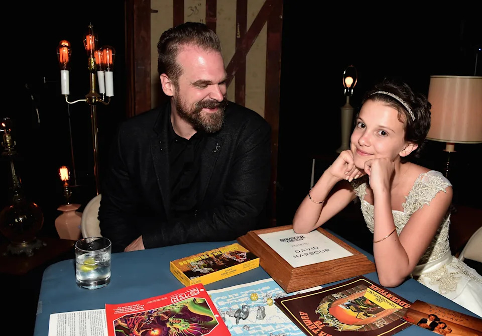 David Harbour and Millie Brown 