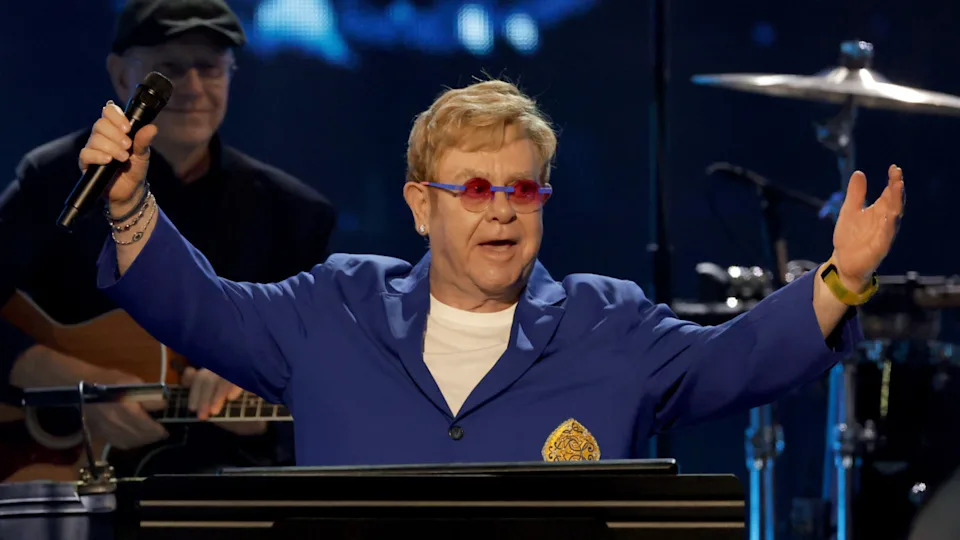 Elton John speaks onstage during the 2025 Rock & Roll Hall of Fame Induction Ceremony at Peacock Theater on Nov. 08, 2025 in Los Angeles, California.Kevin Kane/Getty Images for RRHOF
