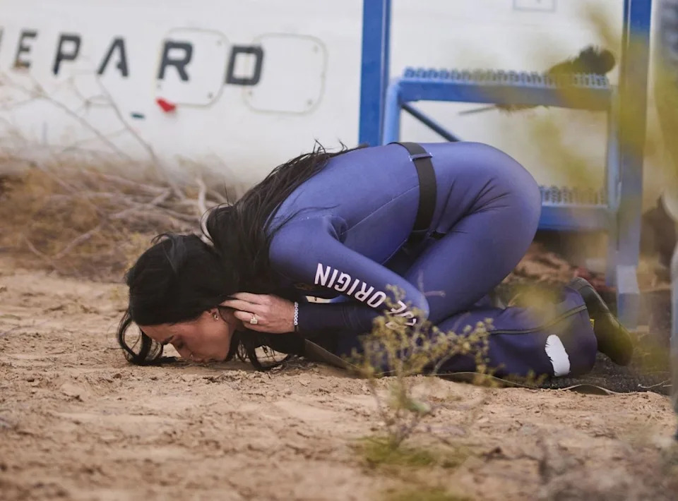 The fit was similar to the one Perry wore when she went up into space in April. Blue Origin/ MEGA