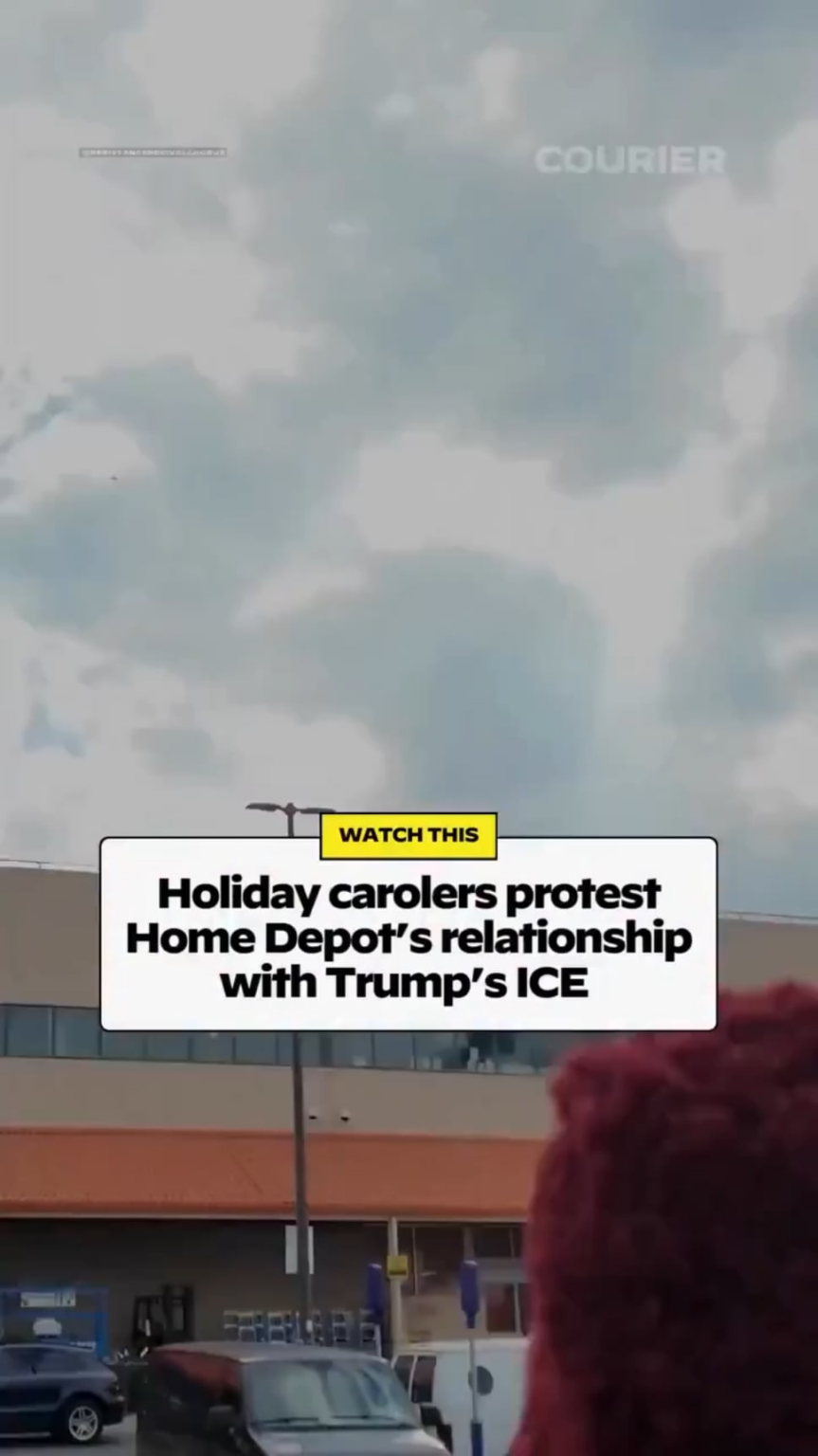 Holiday Carolers protest against ICE outside Home Depot
