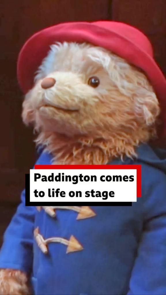 BBC reporter meets “Paddington” from the new Paddington musical in London