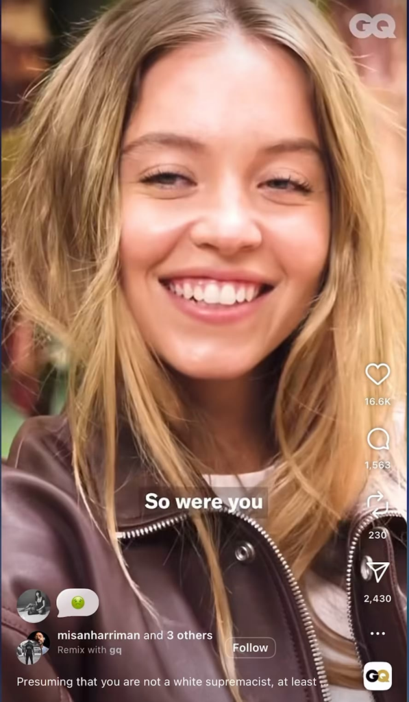 Aimee Lou Wood commented a vomiting emoji 🤢 on Sydney Sweeney's interview about the American Eagle controversy