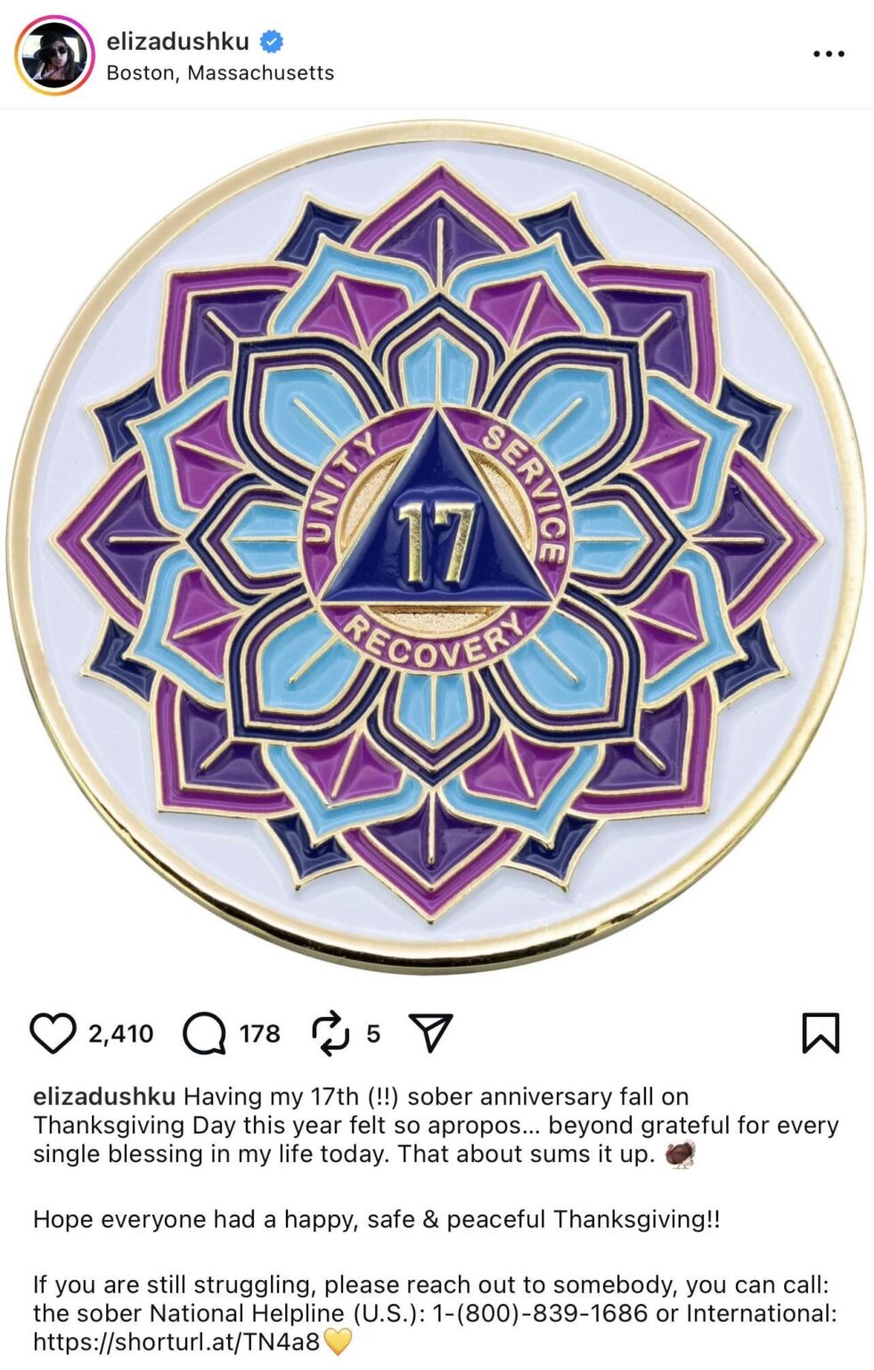 Eliza Dushku celebrates 17 years of sobriety