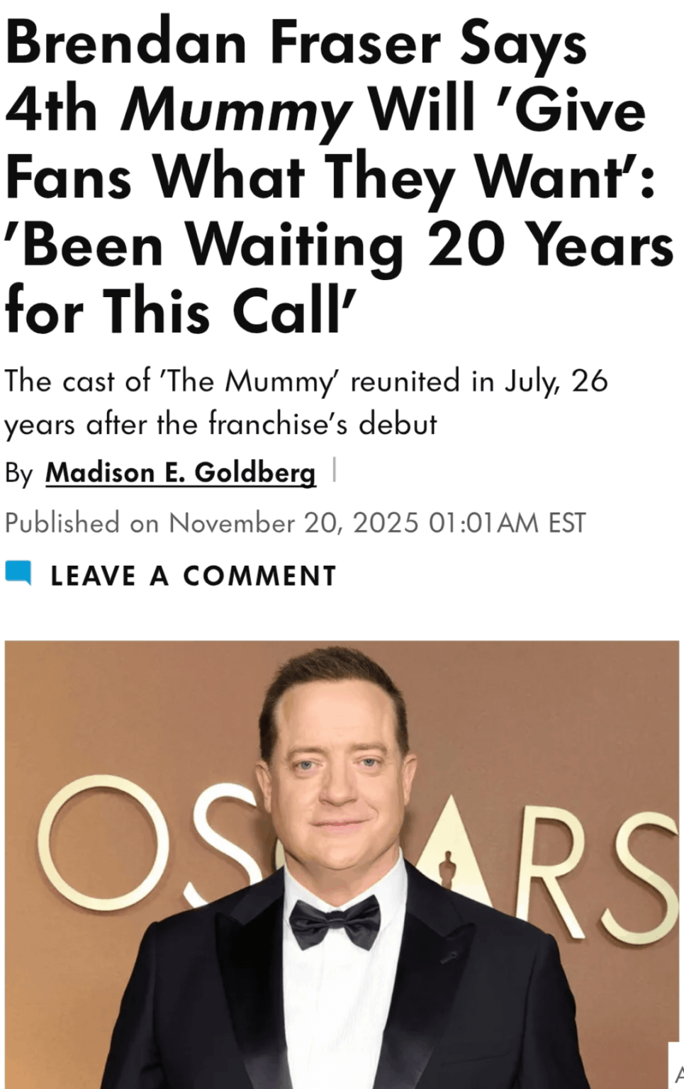 Brendan Fraser teases what we can expect in "The Mummy 4"
