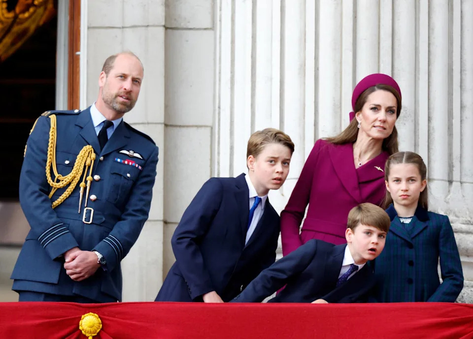 the royal family watch military procession to mark the 80th anniversary of ve day