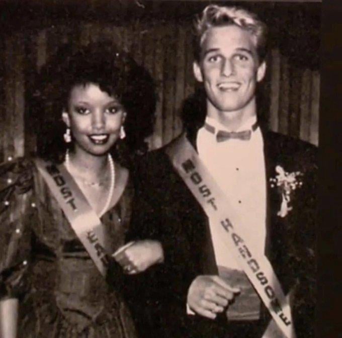 Matthew McConaughey and his date in 1988. McConaughey and his date won “Most Handsome” and “Most Beautiful” at their senior prom, respectively.