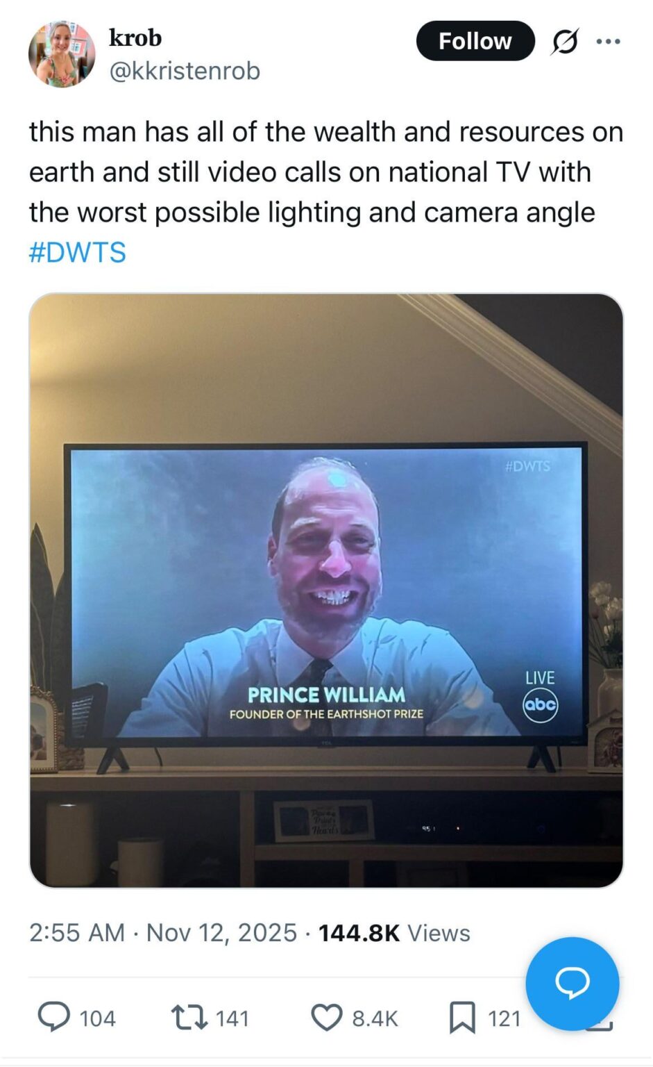 All of the wealth and resources on earth and still video calls with the worst possible lighting and camera angle