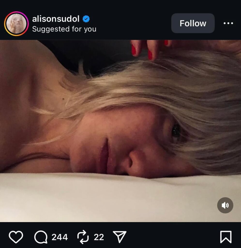 Alison Sudol’s Instagram post, seemingly about David Harbor. She was dating him in 2019.