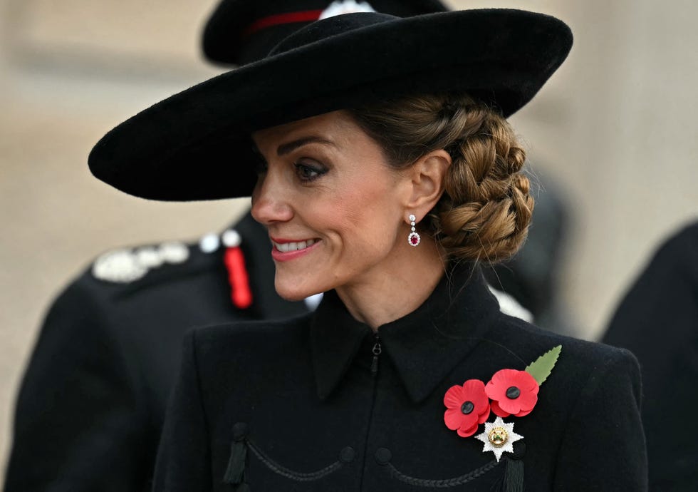 BRITAIN-MILITARY-WAR-HISTORY britains catherine, princess of wales attends an armistice day service at the national memorial arboretum at alrewas, central england on november 11, 2025. armistice day, november 11, is the anniversary of the end of the first world war and services across commonwealth countries remember servicemen and women who have fallen in the line of duty since wwi. (photo by paul ellis / afp) (photo by paul ellis/afp via getty images)