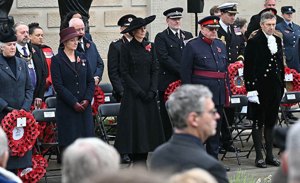 BRITAIN-MILITARY-WAR-HISTORY britains catherine, princess of wales attends an armistice day service at the national memorial arboretum at alrewas, central england on november 11, 2025. armistice day, november 11, is the anniversary of the end of the first world war and services across commonwealth countries remember servicemen and women who have fallen in the line of duty since wwi. (photo by paul ellis / afp) (photo by paul ellis/afp via getty images)