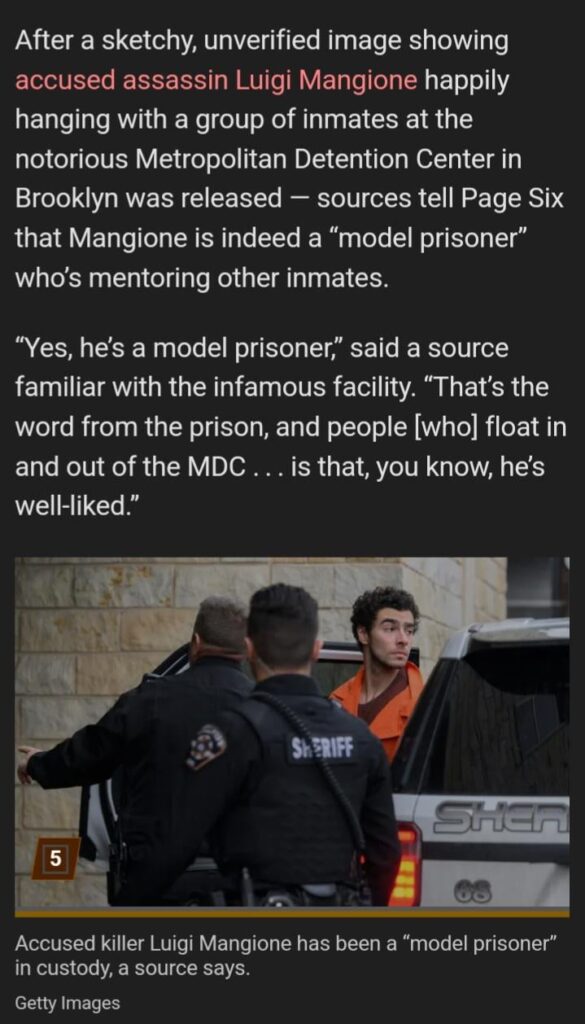 Luigi Mangione a ‘model prisoner’ in notorious Brooklyn lockup