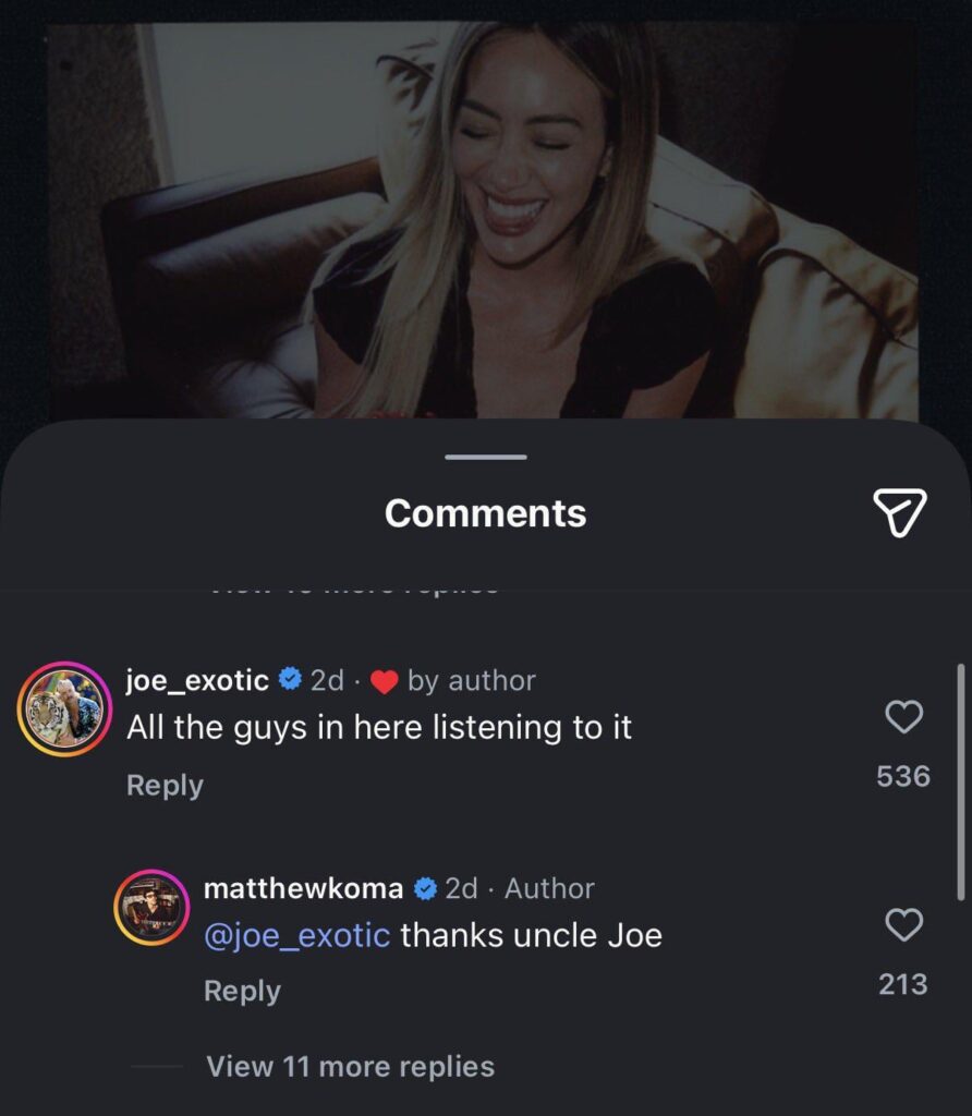 Joe Exotic says everyone in prison is listening to Hilary Duff's new single