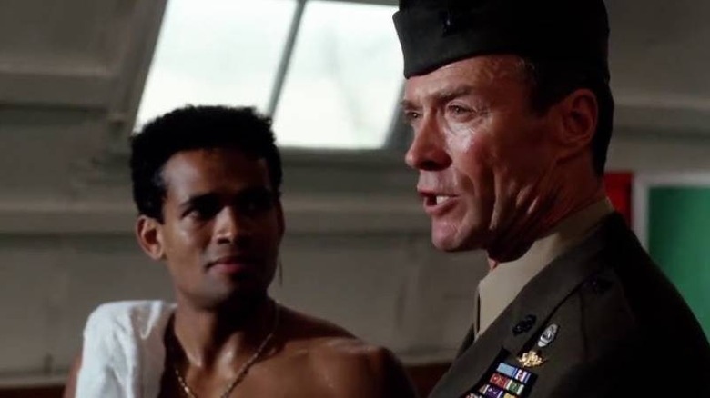 Tom Highway (Clint Eastwood) talking to recruits in Heartbreak Ridge