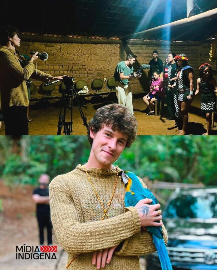 Shawn Mendes visited the Jaraguá Indigenous Land in São Paulo where he was at the Tekoa Yvy Porã village to learn about aspects of Guarani Mbya culture and record footage for his documentary.