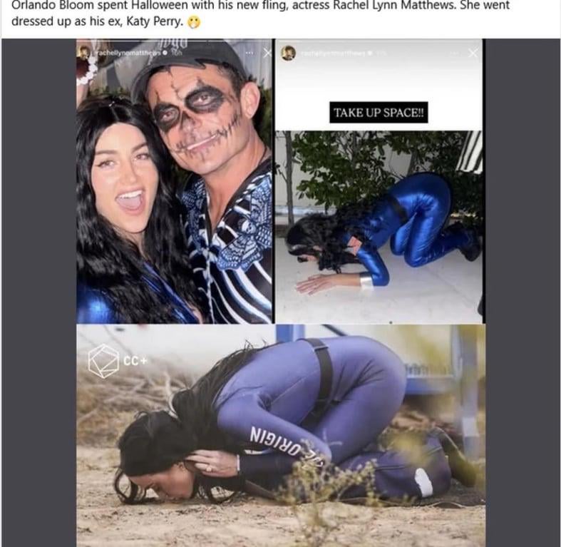 Rachel Lynn Matthews celebrated Halloween with Orlando Bloom while dressed as his baby mama, Katy Perry