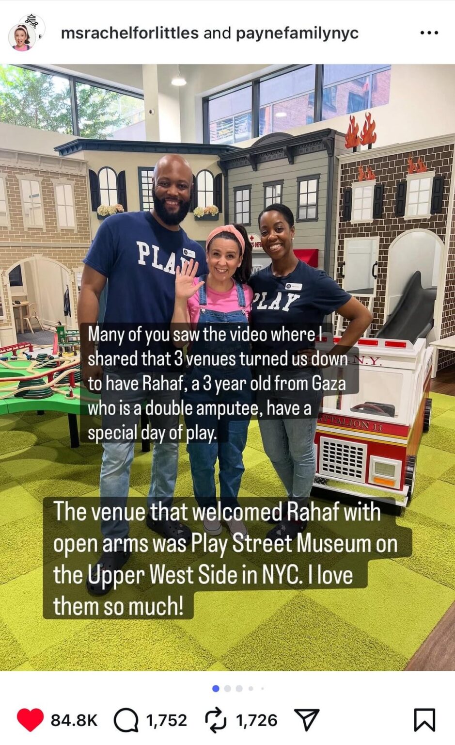 Ms. Rachel Praises small business for welcoming 3 year old from Gaza After Three Venues Turned Her Away