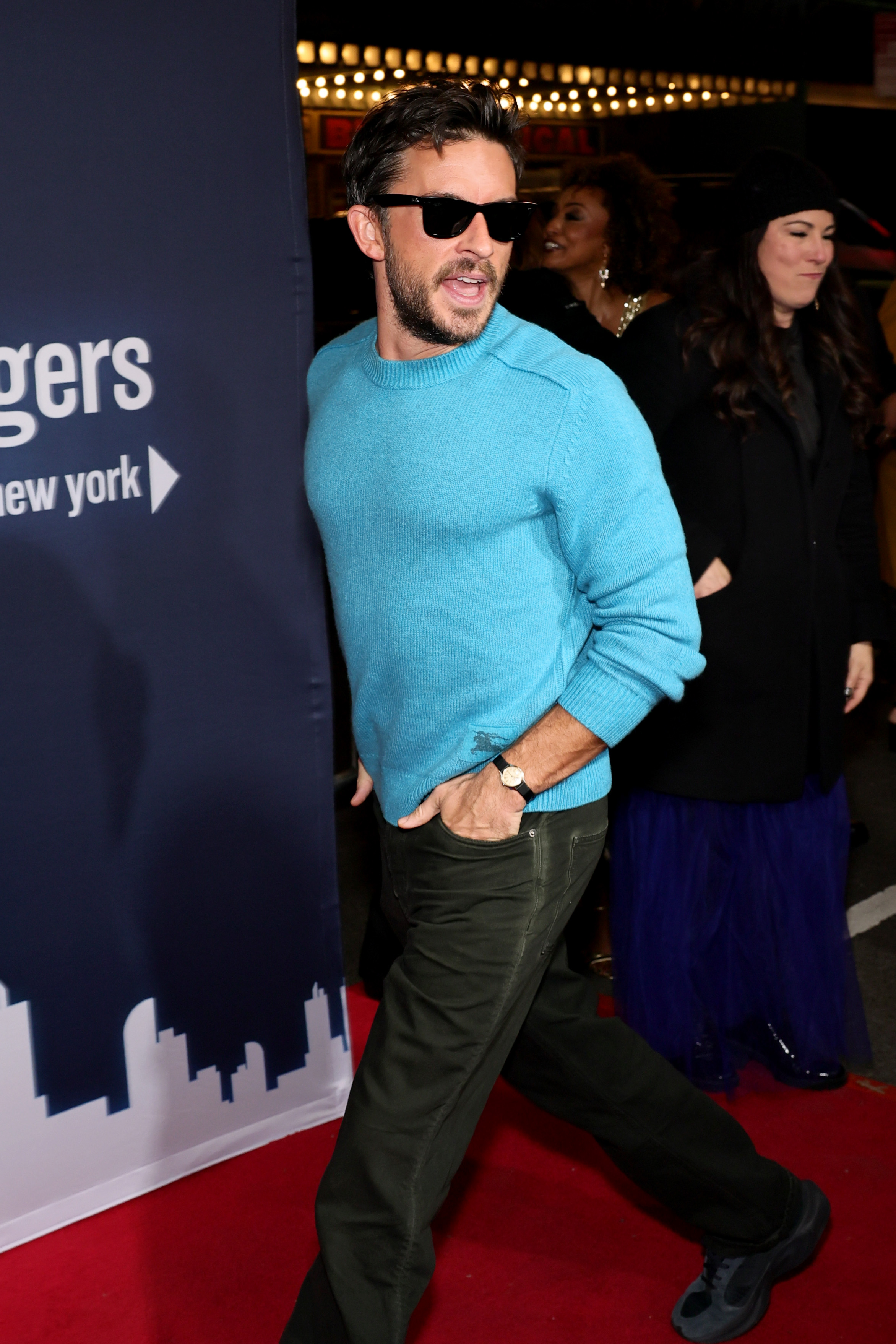 Jonathan Bailey attends "Two Strangers (Carry a Cake Across New York)" Opening Night at Longacre Theatre in NYC.