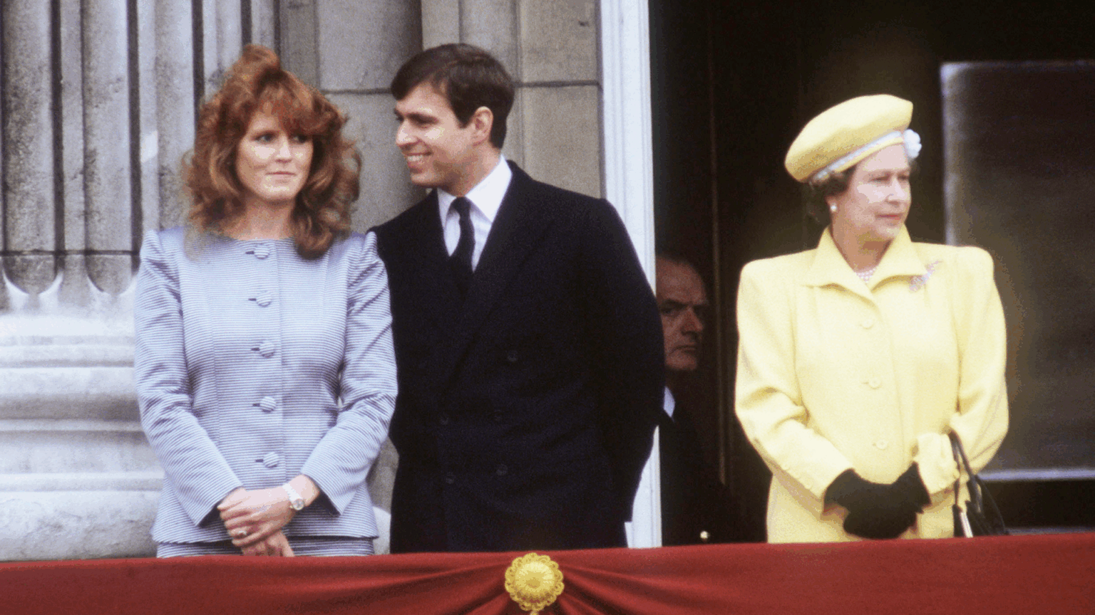 Queen Elizabeth’s Press Secretary Once Called Sarah Ferguson “The Greatest Single Threat to the Monarchy” Sarah Ferguson, Prince Andrew and Queen Elizabeth on the balcony at Buckingham Palace