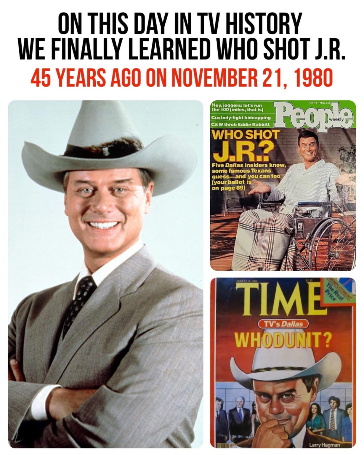45 years ago today, we learned who shot J.R. Ewing on Dallas