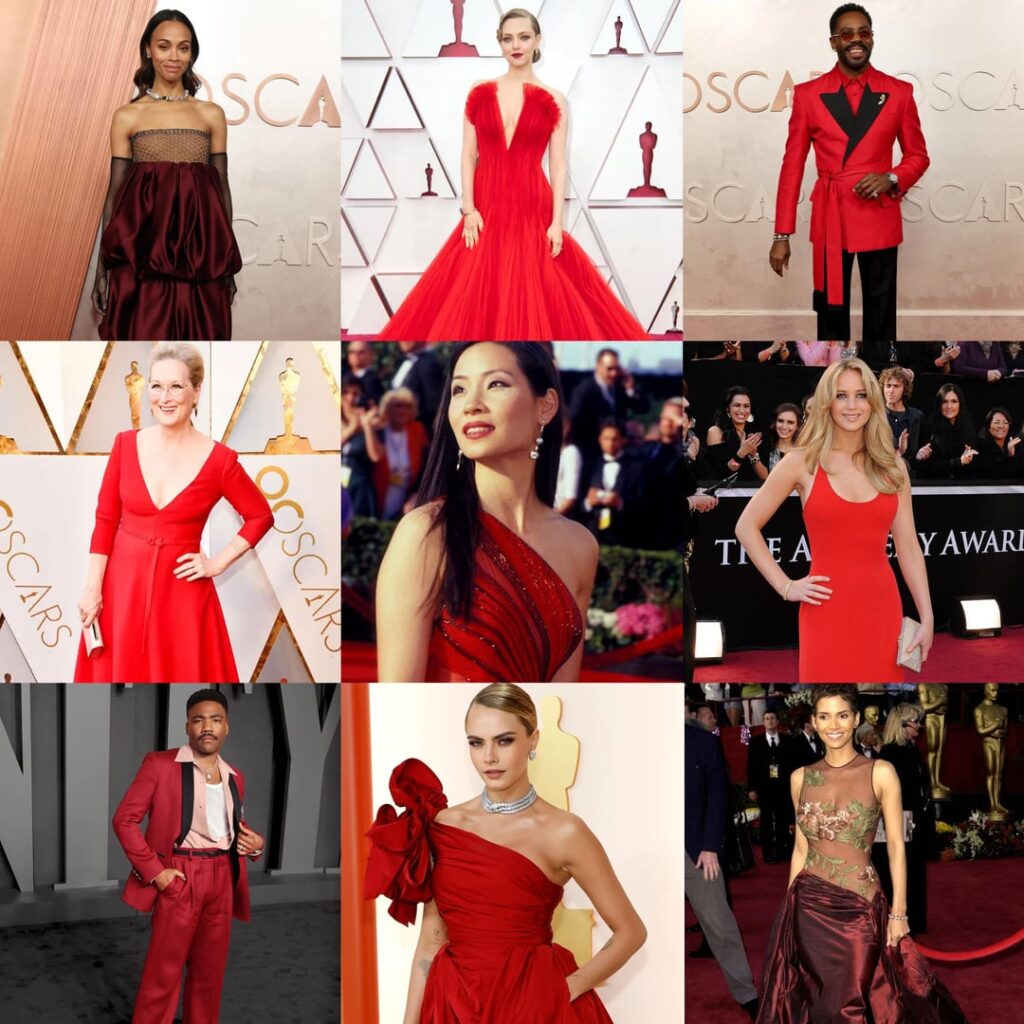 The many colors of the Oscars red carpet