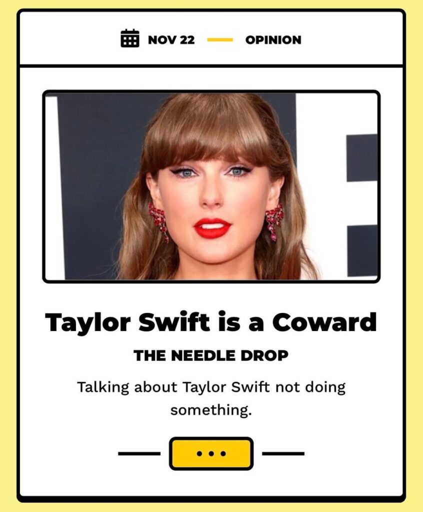 Anthony Fantano: “Taylor is someone who, historically, is very sensitive to and aware of when she is being ripped off and when someone else is using her music and her ideas to their own personal benefit. And yet, as the Trump administration does it, she is standing there silent, not doing anything.”