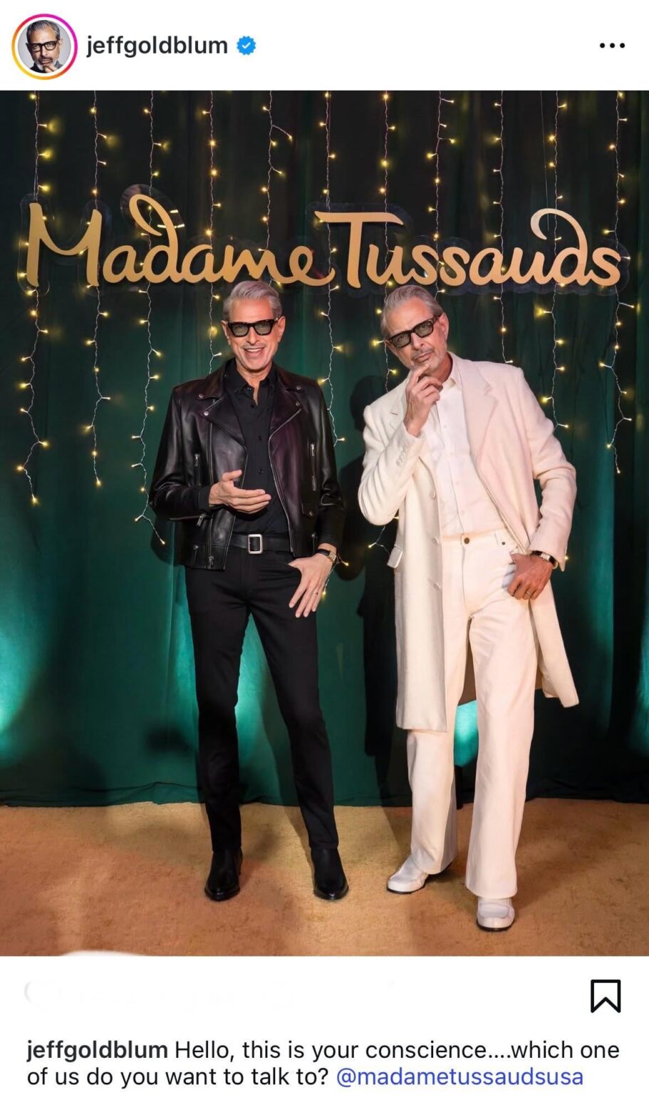 Jeff Goldblum with his wax figure