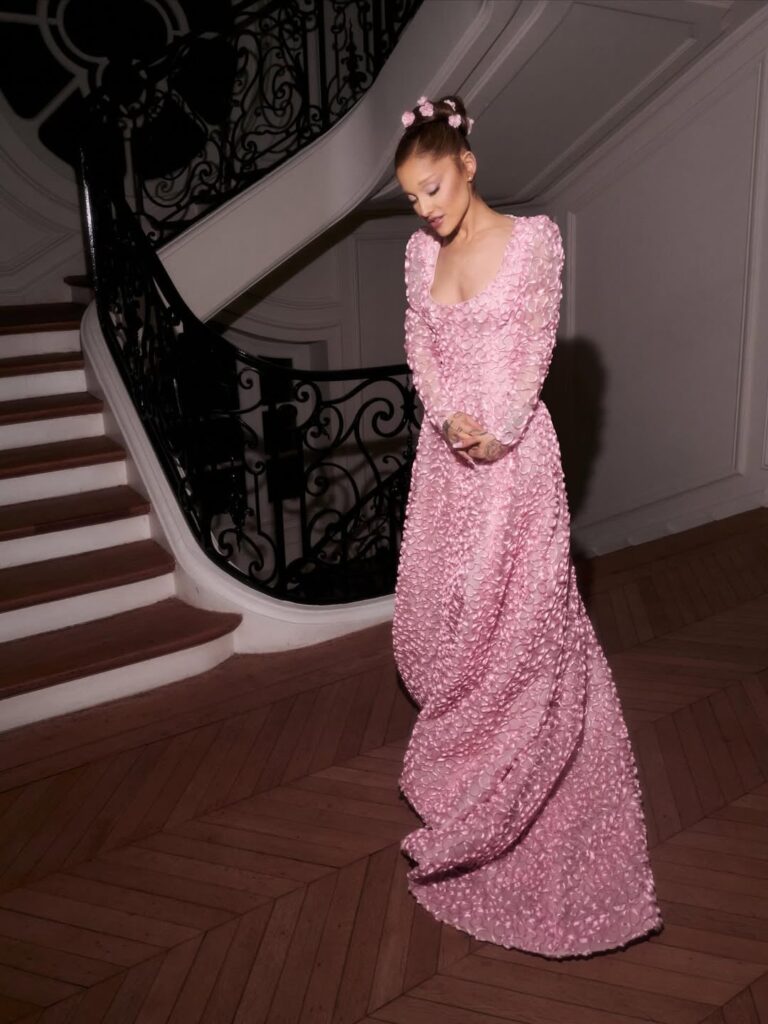 Ariana Grande wearing the final look from Mr Hubert Givenchy's final Haute Couture collection - FW1995.