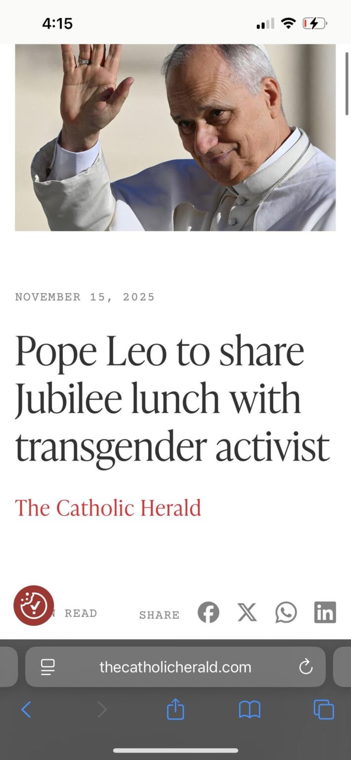 Pope Leo to share jubilee lunch with 5 transgender activists
