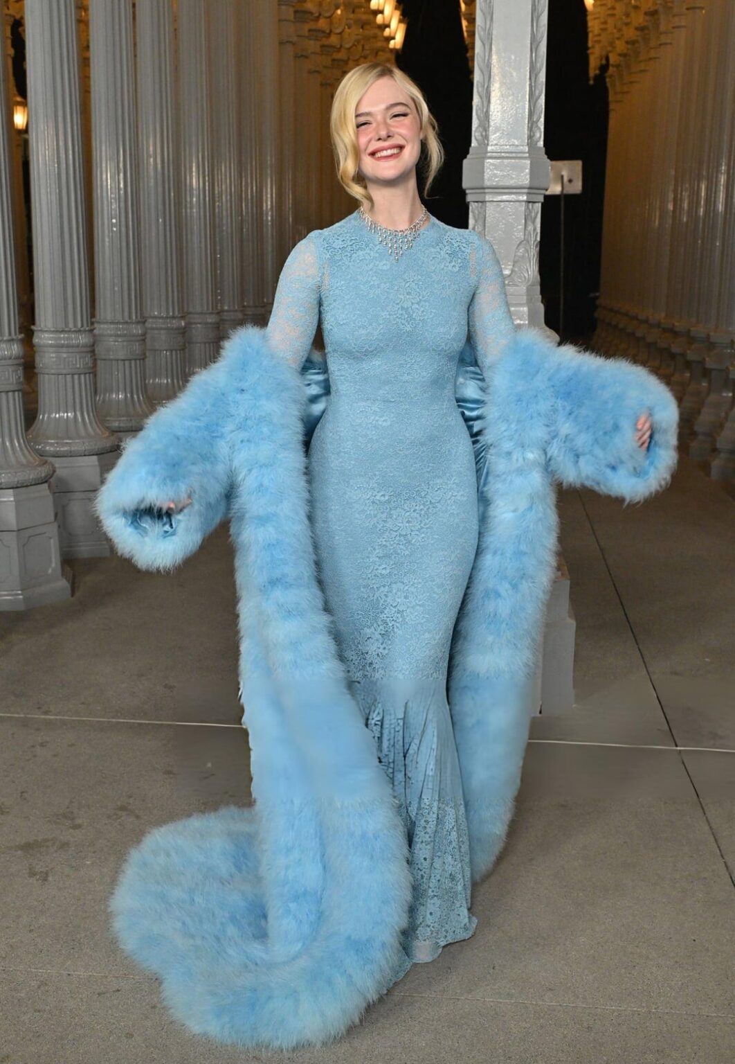 Elle Fanning in Gucci at the 14th Annual LACMA Art + Film Gala in Los Angeles, California. (November 1, 2025)