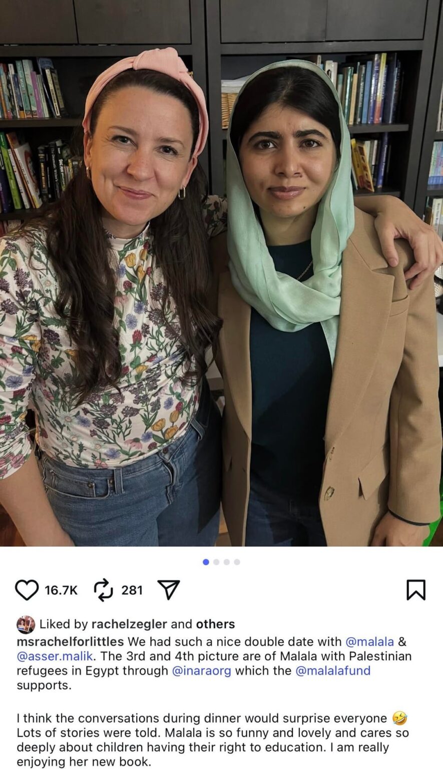 Ms. Rachel shared she met up with Malala Yousafzai for a double date with their husbands