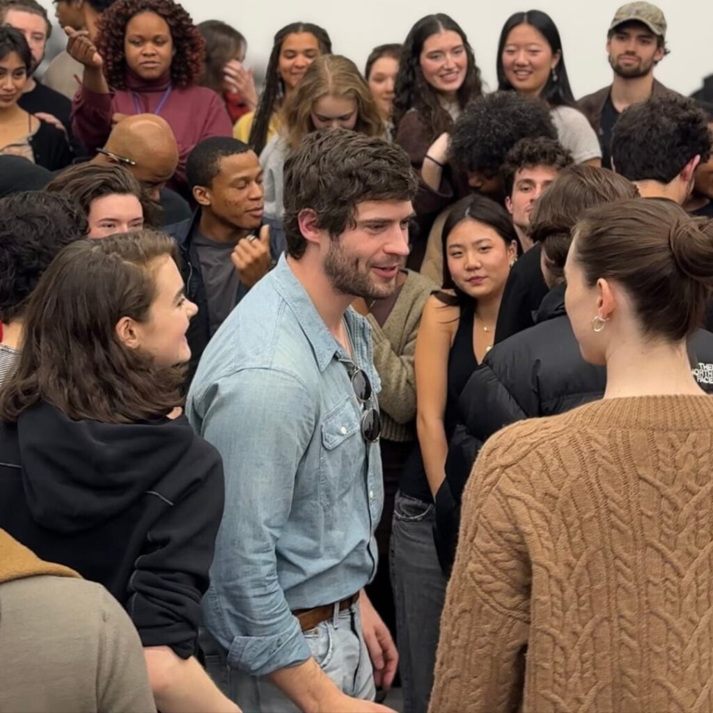 The Juilliard School on IG: "A full-circle moment at Juilliard! Alum David Corenswet visited campus to connect with current drama students and reflect on his Juilliard journey and life after graduation."