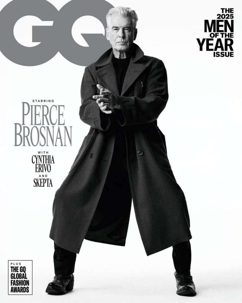 Pierce Brosnan for the GQ Men of the Year 2025 issue of GQ Magazine; Photography by Scott Trindle