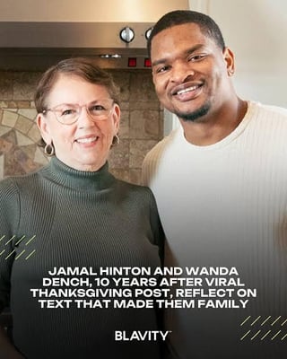 Jamal Hinton and Wanda Dench’s Thanksgiving tradition still going strong after an accidental text in 2016 Jamal Hinton and Wanda Dench’s Thanksgiving tradition still going strong after an accidental text in 2016