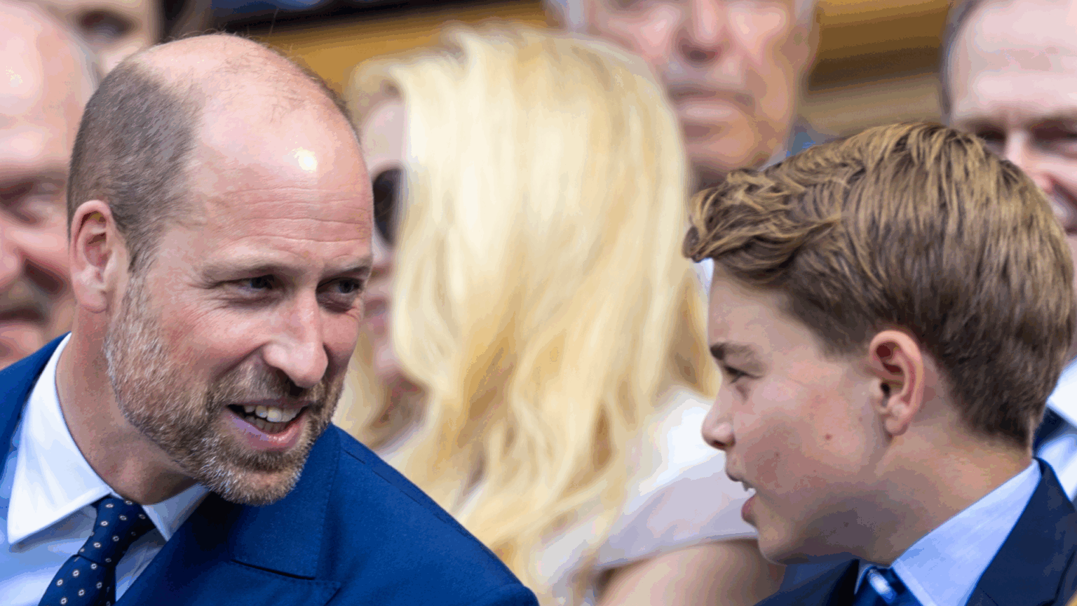Prince William Shares One Big Family Rule He Might Break for Prince George When He “Moves on to Secondary School” Prince George sitting next to Prince William at Wimbledon, both wearing blue suits